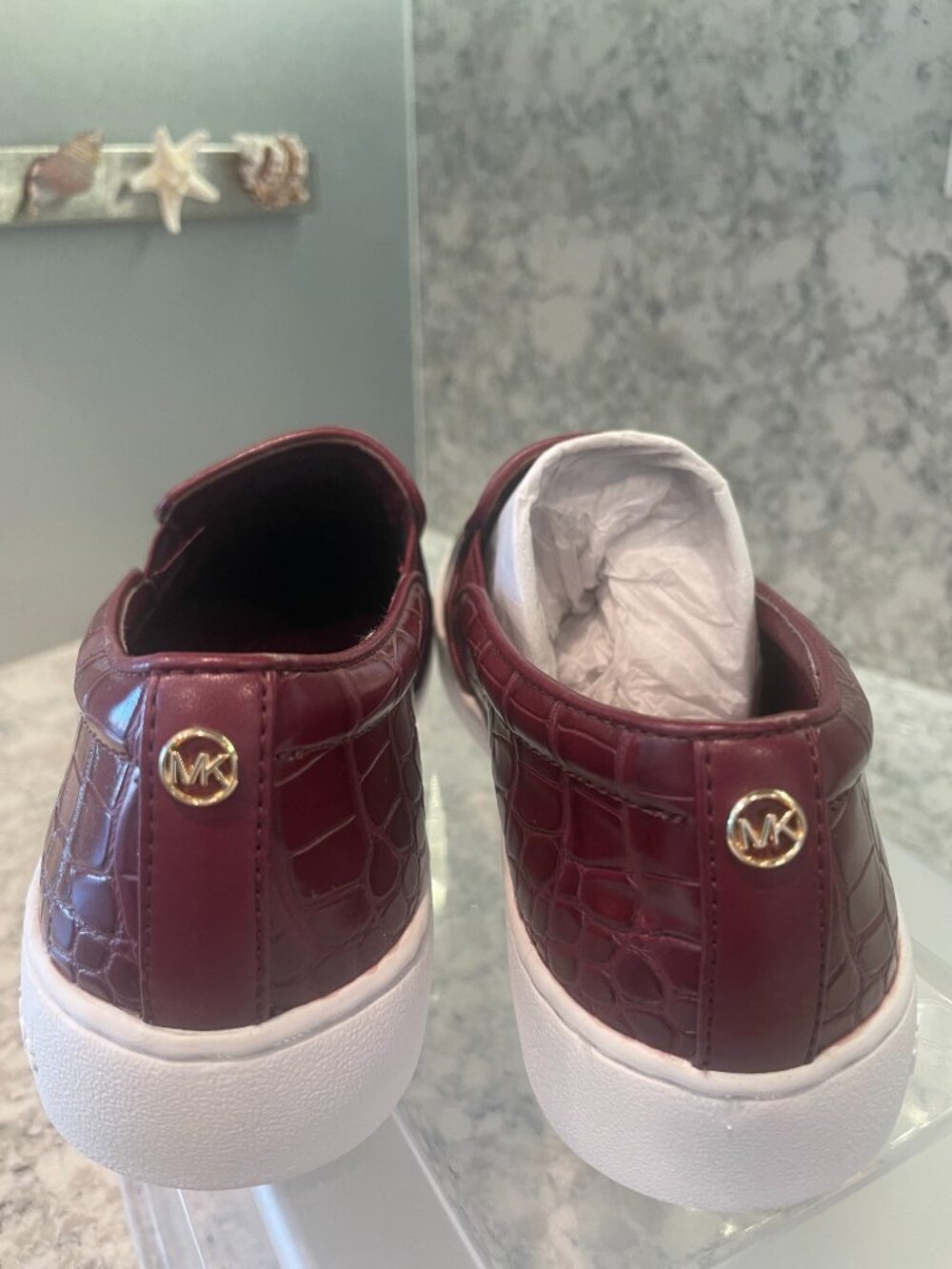 MICHAEL KORS KEATON SLIP ON SNEAKER DARK BERRY CROCODILE SIZE 6.5 NEW - NO BOX - Picture 4 of 8